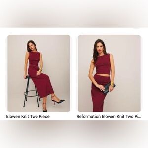 Reformation Elowen Knit Two Piece in Burgundy